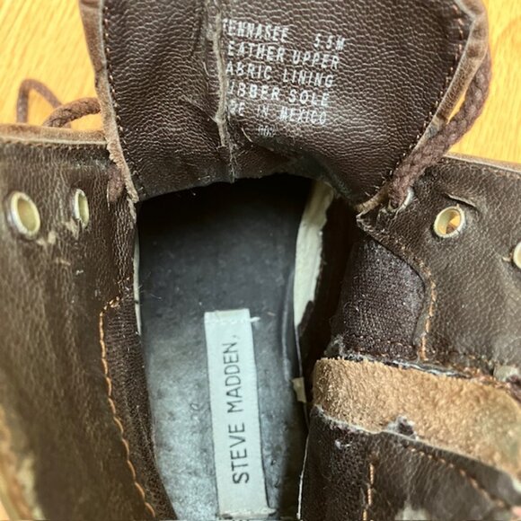 Steve Madden Tennasee Brown Leather Ankle Boots 5.5M - Picture 8 of 9